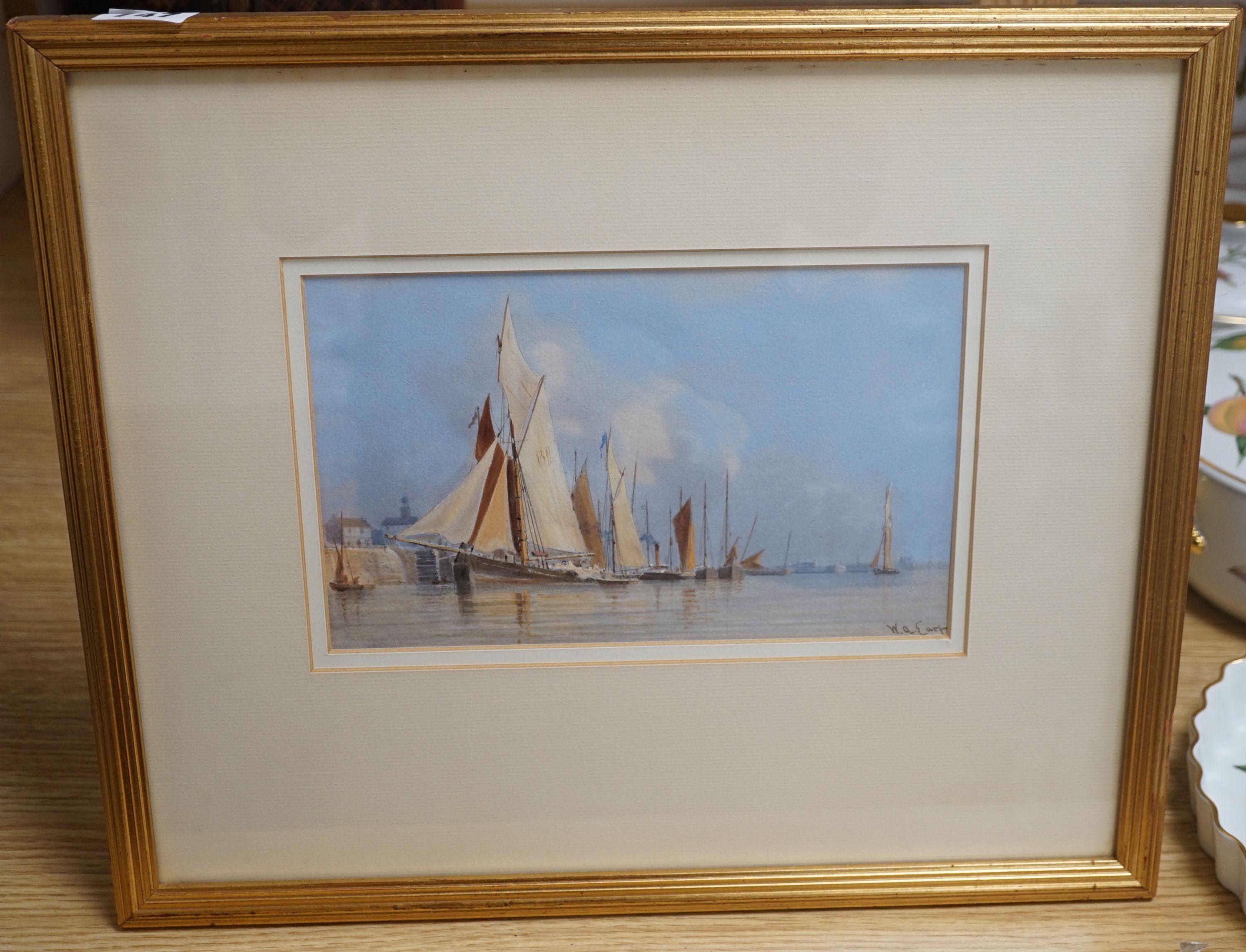 E.A.Earp. Boulogne Harbour, watercolour, signed, 14.5cms by 24cms